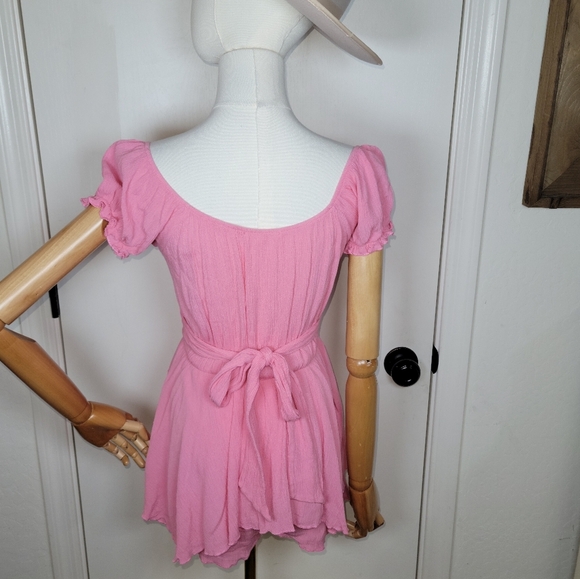 Altar’d State Blush Pink Boho Romper Puff Sleeve Summer Flowy Fit Size S - Picture 7 of 10